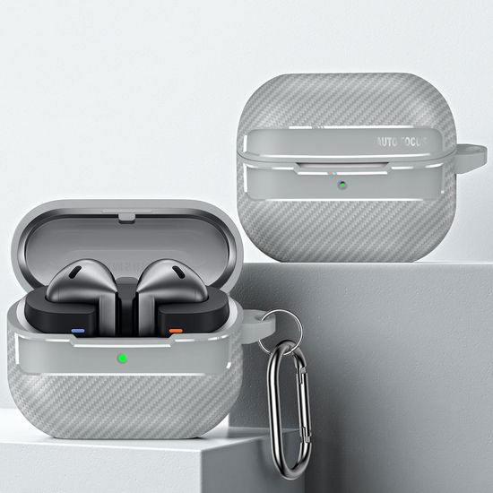 갤럭시버즈3 프로 카본 패턴 투명 실리콘 키링 케이스