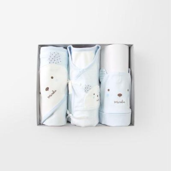 곰돌이M 출산선물세트(저고리+속싸개+모자)_사계절용