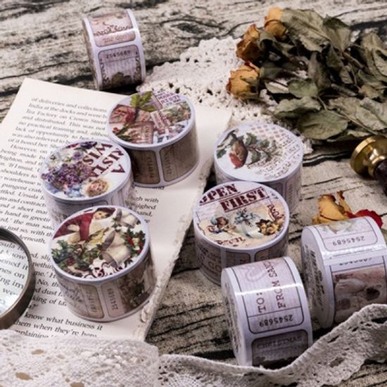 레트로 콜라주 스탬프 스타일 커팅 마스킹 테이프 