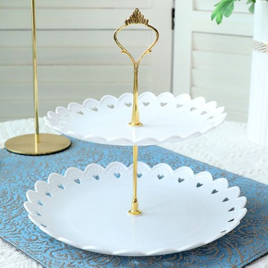 포멀라운드 2단 디저트 트레이 플레이팅 파티접시