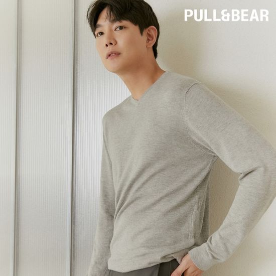 폴앤베어 소프트터치 베이직 남자 브이넥 코튼 니트