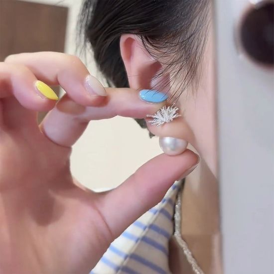 예쁜 민들레 진주 펄 왕볼 백클러치 볼드한 귀걸이