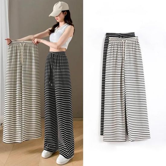 1+1 늘씬핏 스트라이프 아이스 와이드 팬츠