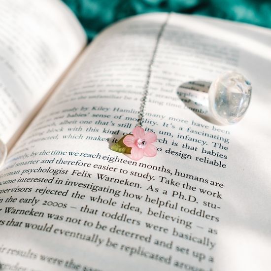 미니 핑크 플라워 써지컬스틸 체인 책갈피 북마크