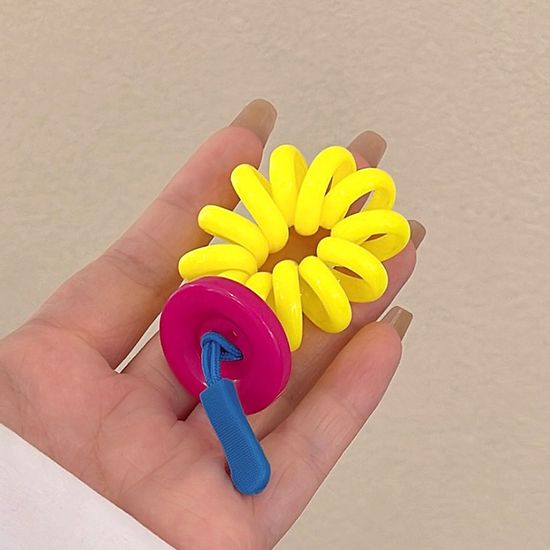 귀여운 단추 스프링 전화선 머리끈 꼬임 헤어 고무줄