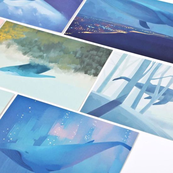 고래 일러스트 엽서 세트(15장 1세트)