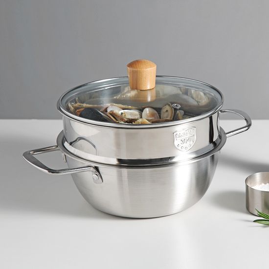 쿡코 스텐 찜기 라면냄비 세트(20cm)
