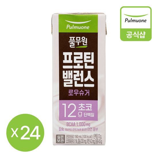 풀무원 프로틴밸런스 로우슈거 초코 190ml 24개