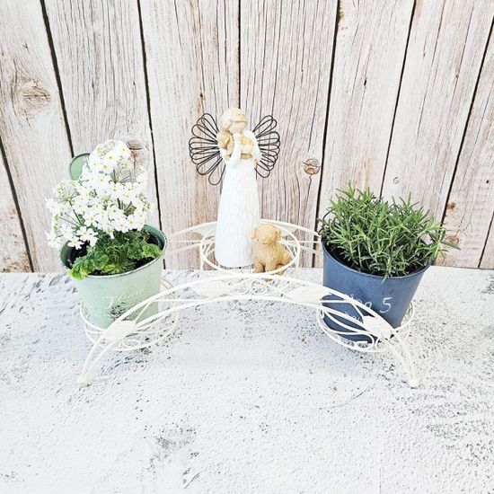 아이비 3구 화분 스탠드 아이보리