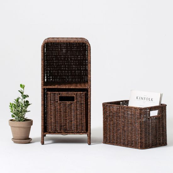 PP라탄 2단 수납장 슬림