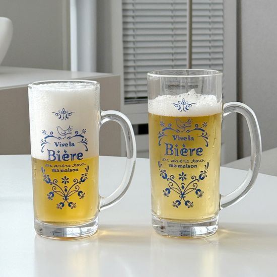 마메종 블루로즈 손잡이 맥주잔, 비어 글라스 450ml 