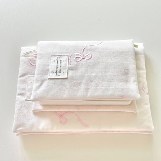 폼폼 리본 북커버 다이어리커버 - 분홍