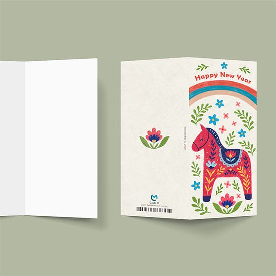 새해봉투 JD2507 - 연하장 붉은말 01 용돈 감사