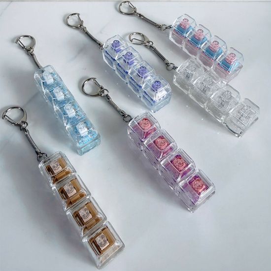 4구 투명 피젯 키보드 키링 키캡 딸깍이 토이 장난감