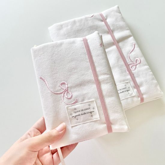 폼폼 리본 북커버 다이어리커버 - 분홍