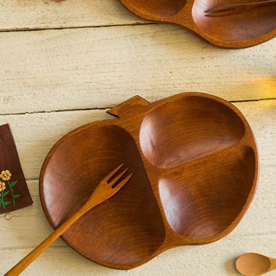 과일나무 옻칠 사과모양 2구 나눔접시(WC90C3B)