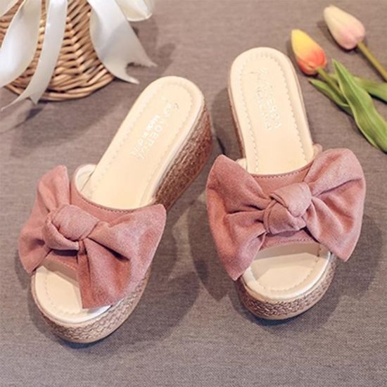 왕리본 여성 통굽 예쁜 슬리퍼(WE59B8B)