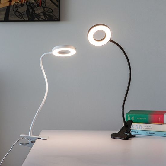 아이린 10단 밝기 라운드링 집게 LED 스탠드,화이트