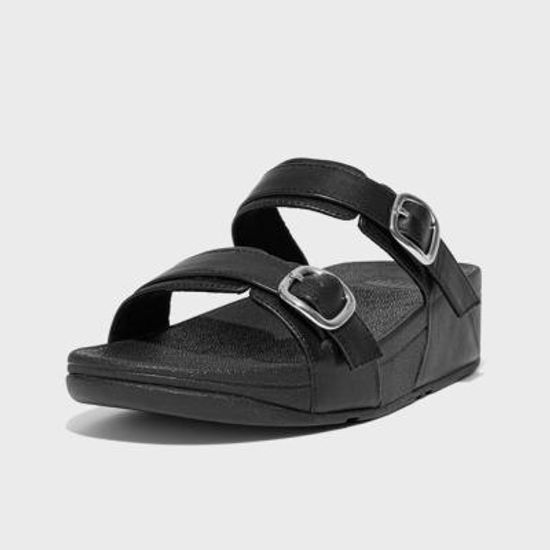 핏플랍 루루 레더 버클 슬라이드 All Black