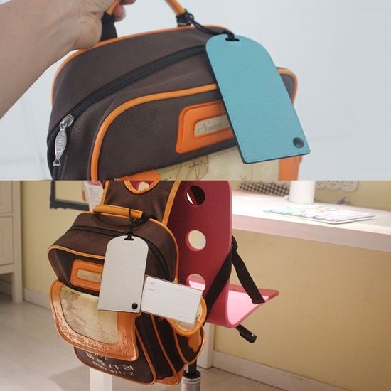 웍스 가방,캐리어,골프백 가죽 이름표 네임택-블랙