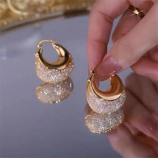 메쉬 큐빅 골드 볼드 링 귀걸이 이어링 패션 귀고리