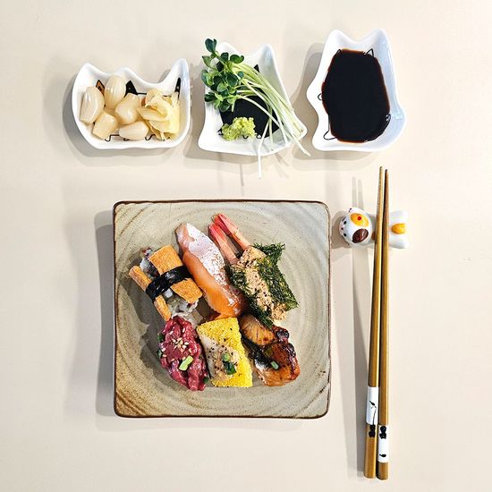 도자기 고양이 캐릭터 소스 접시 3p set