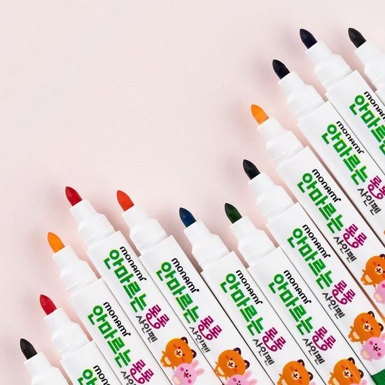 [모나미] 안마르는 롱롱 사인펜/12색세트