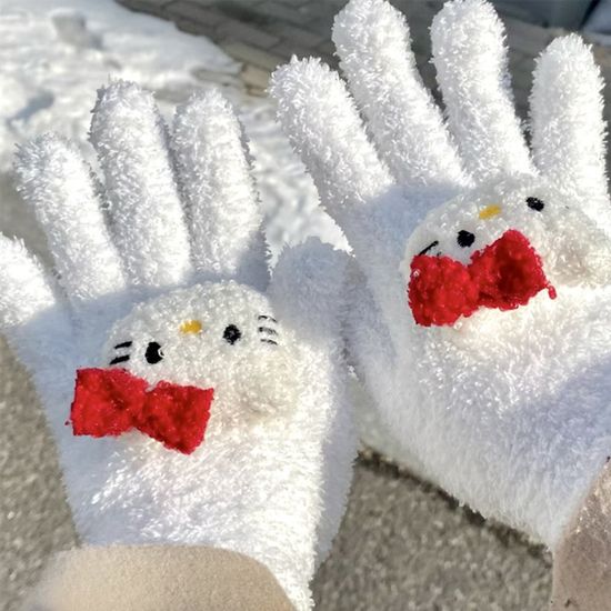 하핑 겨울 키치한 고양이 퍼 따듯한 장갑