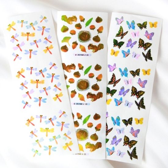 스티커펀 잠자리 다람쥐 나비 오로라 스티커(st108)