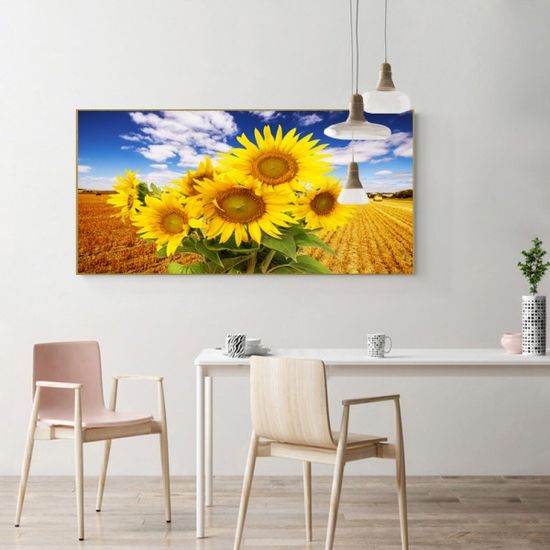 해바라기 그림 액자 우드 프레임 120x60 인테리어