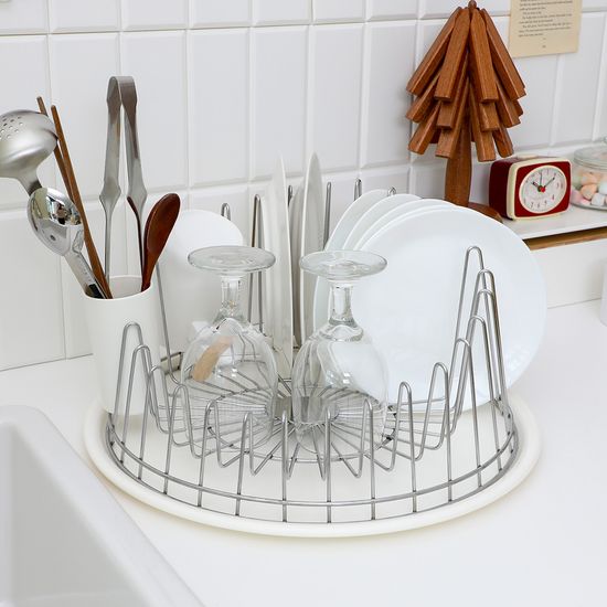 원형 스텐 식기건조대 원형 컵 접시 건조대