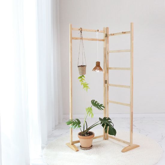 벤트리 원목 접이식 라인행거 (파티션 옷행거)