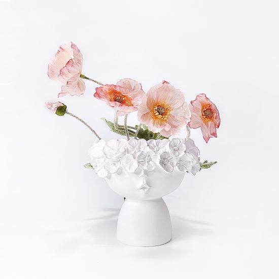 꽃 소녀 오브제 인테리어 석고상 화병 화분