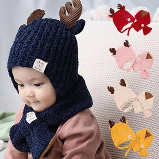 사슴뿔 아동 모자와 목도리 2종 세트(원사이즈)204285