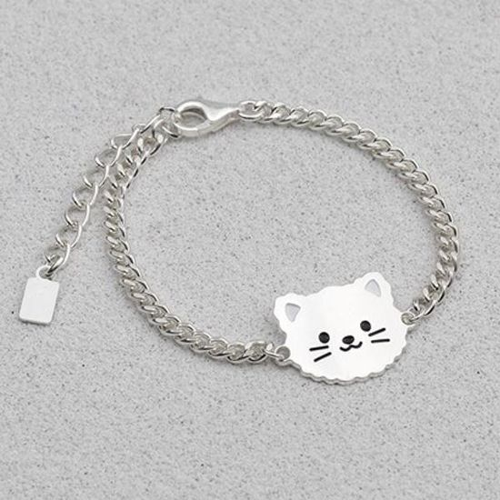 [애슬릿]925 실버 고양이 체인 유아 아동 은 팔찌