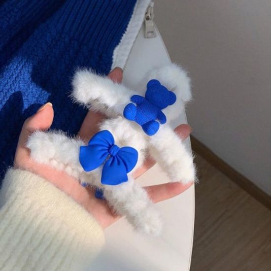 화이트 퍼 겨울 반올림 집게핀 대왕 집게핀 머리고정