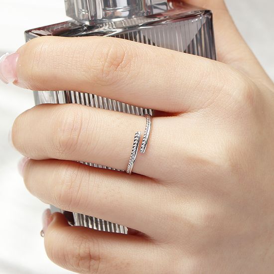 [비쥬홀릭] 실버925 백금도금 로프 꼬임 오픈링 반지(