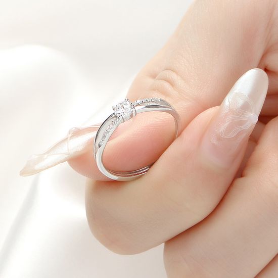 [비쥬홀릭] 실버925 백금도금 샤인리본 오픈링 반지(