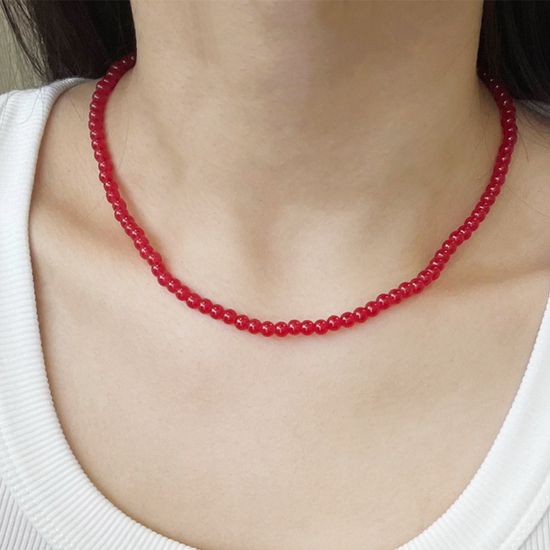 레드 원석 비즈 목걸이