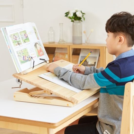 각도조절 독서대 600 소나무 원목 2단 필기받침대