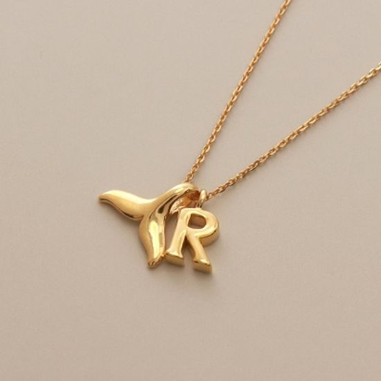 [선물포장] 행운의 고래꼬리 이니셜 옐로우 목걸이