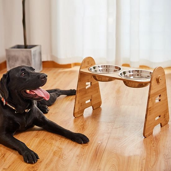 반려동물 높이조절 스텐 식기(2구) 중대형견 개밥그릇