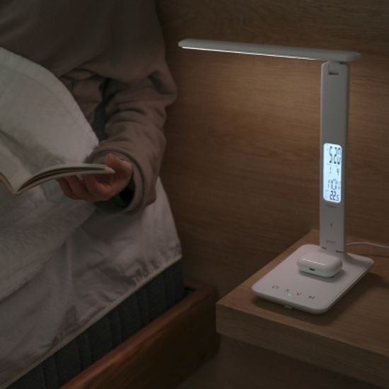 [무아스] 고속 무선충전 달력시계 LED 스탠드 플러스 