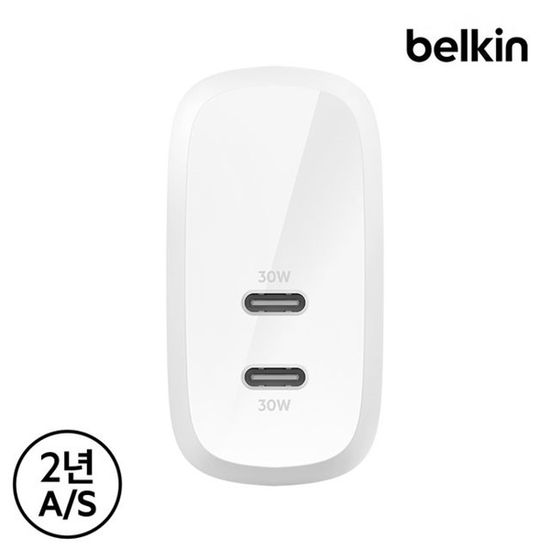 벨킨 60W 듀얼 C타입 PD 3.1 PPS 충전기 WCB010kr
