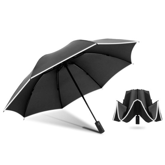 반사띠 3단 거꾸로 완전자동 우산(블랙)