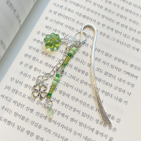 비즈책갈피 은방울꽃 네잎클로버 북마크 독서용품 