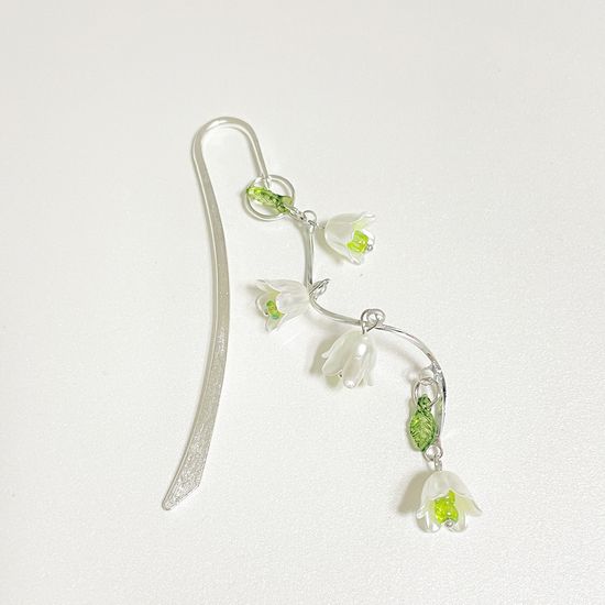 비즈책갈피 은방울꽃 네잎클로버 북마크 독서용품 