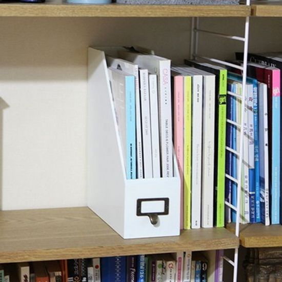 우드 화일 메거진 수납정리함-화이트색