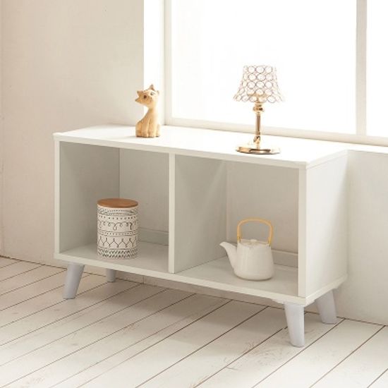 로리 화이트 오픈 다리형 책장 1단 2칸 (착불)