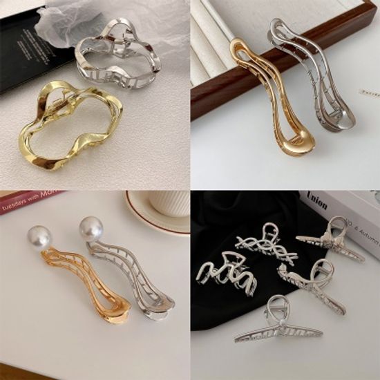 COOL 메탈 진주 빅사이즈 집게 머리 핀 예쁜 헤어 삔